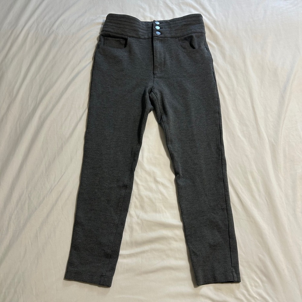 Ann Taylor Womens Gray High Rise Triple Button Skinny Ankle Ponte Pants Size 6